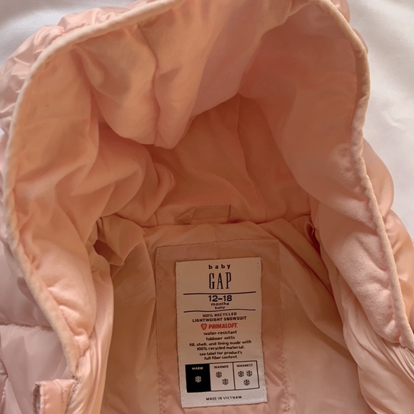 Baby Gap ColdControl Puffer One-Piece, misty rose pink size 12-18 months - Picture 3 of 16